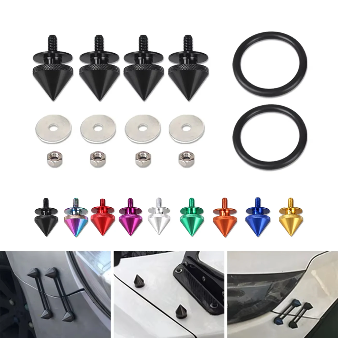 Universal Spike Quick Release Fasteners for Car Bumper Trunk Hatch Lids Aluminum Release Attachment Fastener