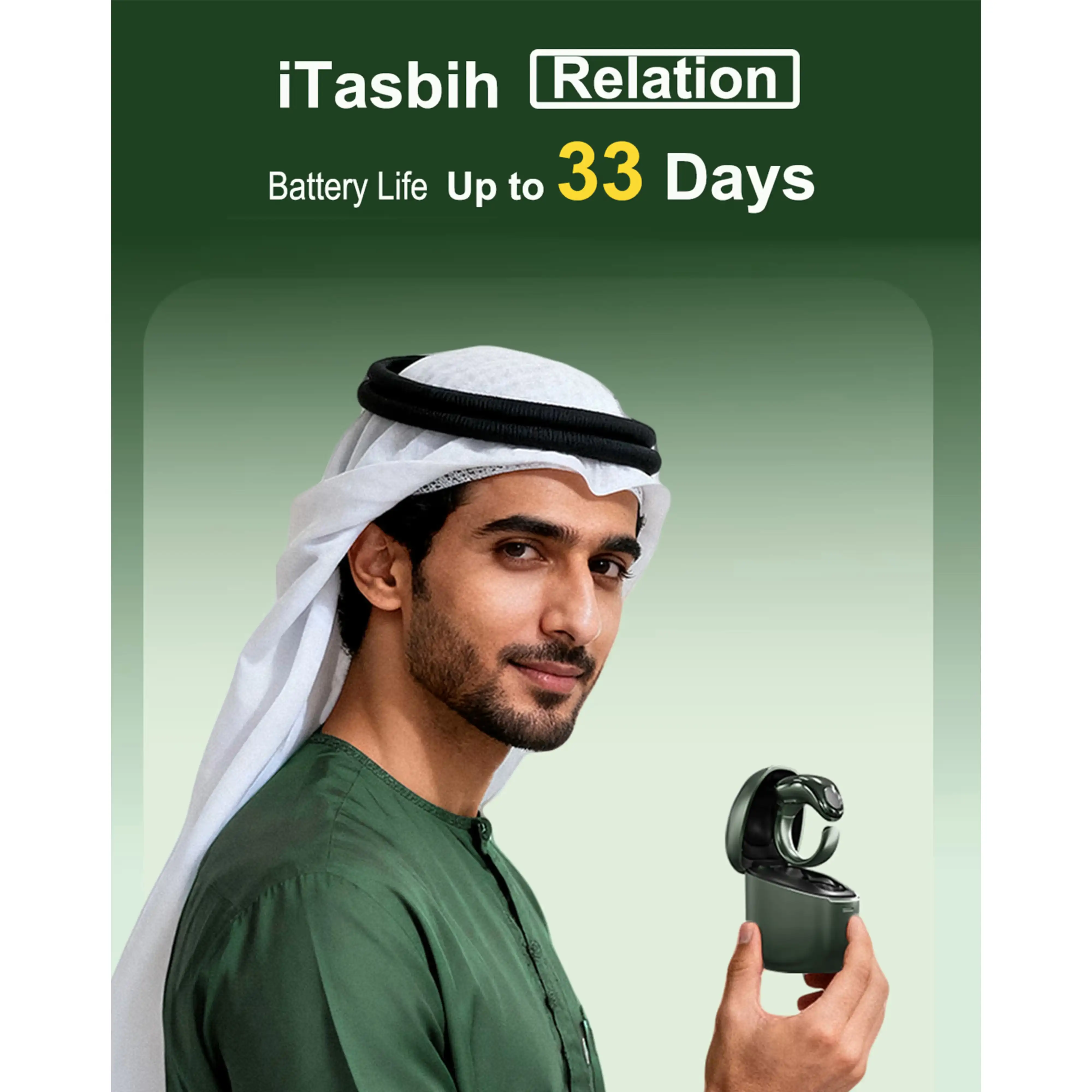 

Weslamic Itasbih Islamic Prayer Reminder Smart Counter Ring White Daily Praye Reminder Vibration