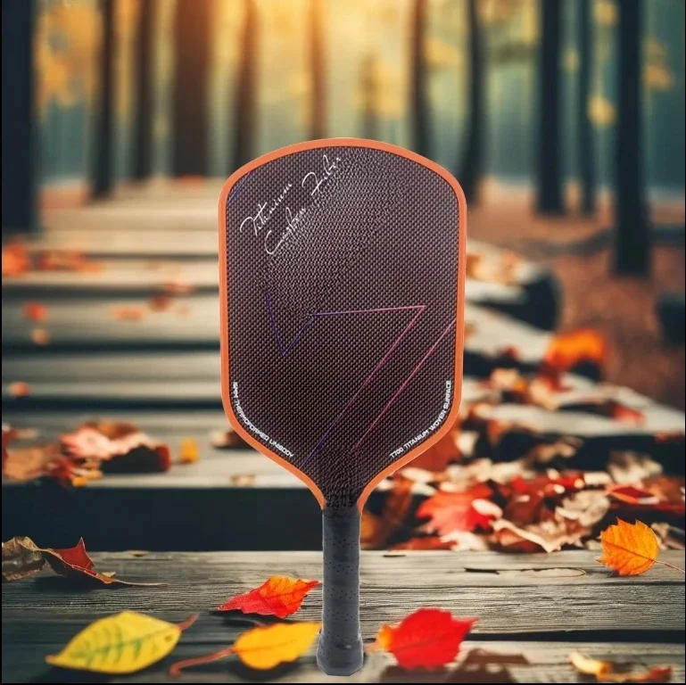 Włókno węglowe Pomarańczowo-tytanowa tkana pianka powierzchniowa Build Edging Unibody Termoformed Pickleball Paddle — zdjęcie 2