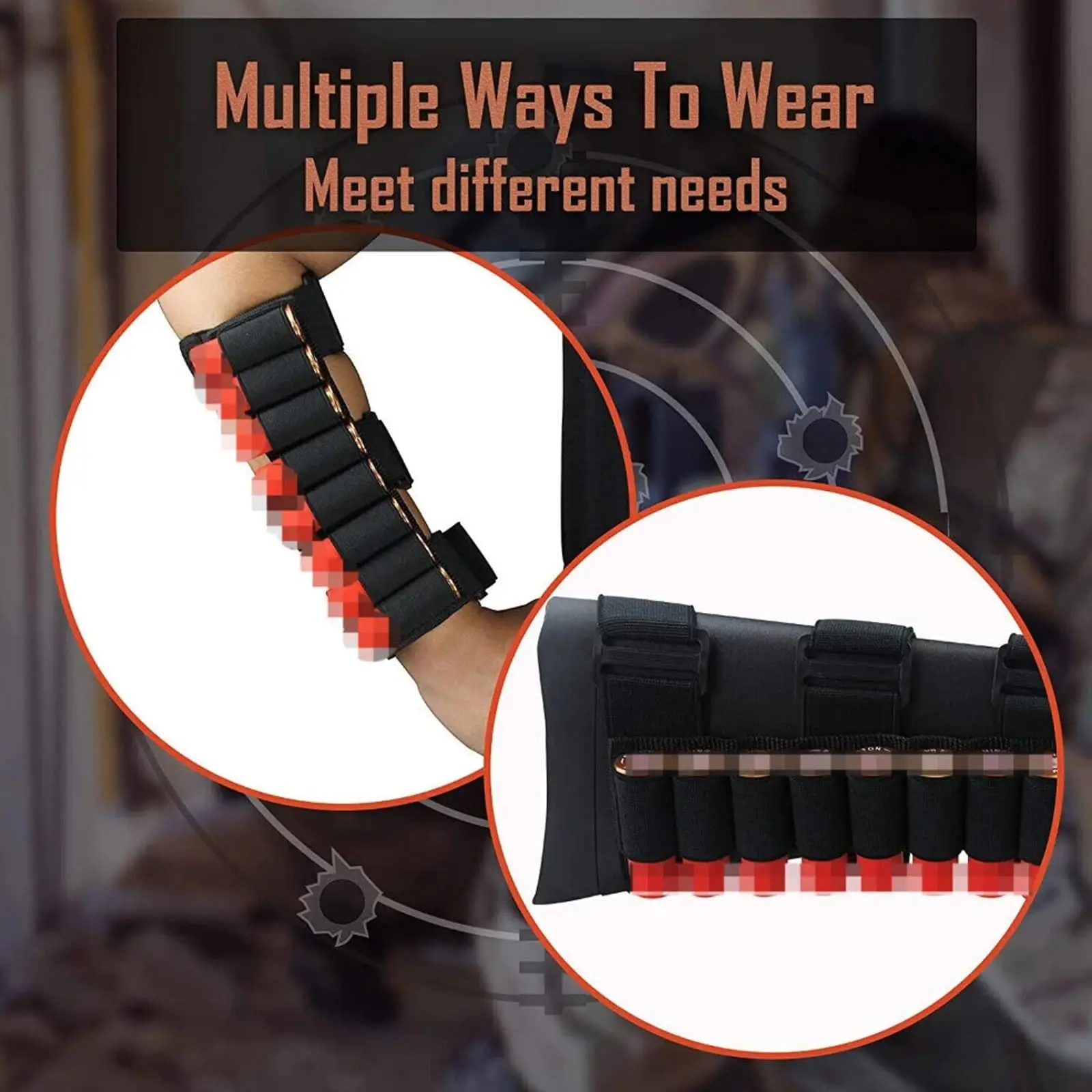 

Tactical Rifle Ammo Pouch Adjustable Forearm Buttstock Sleeve Magazine Pouch for Outdoor Hunting Shooting Range Ammunition Bag