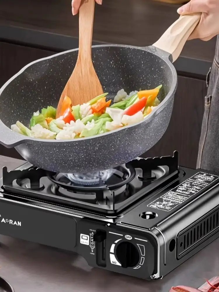 Aoran Tragbarer Campingkocher, Koreanischer BBQ-Butanbrenner mit Sicherheitsverriegelung und Piezo-Zündung, Energieeffizienter Outdoor-Campingkocher mit Überspannungsschutz, Ideal zum Wandern und als