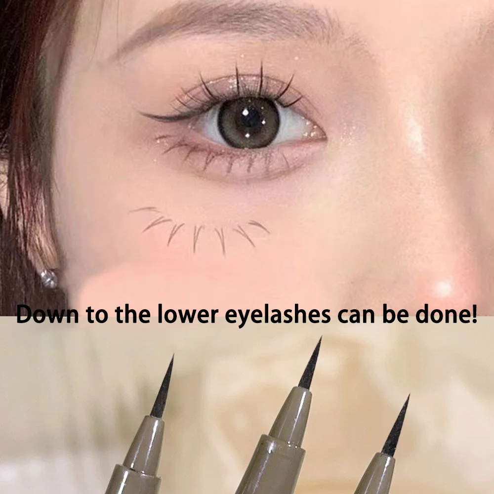 0.05mm 슬림 아이라이너는 부드럽고 내구성이 뛰어나고 슬림하며 속건성, 오래 지속되는 아이라이너, 4가지 컬러, 워터프루프, 번짐 없음