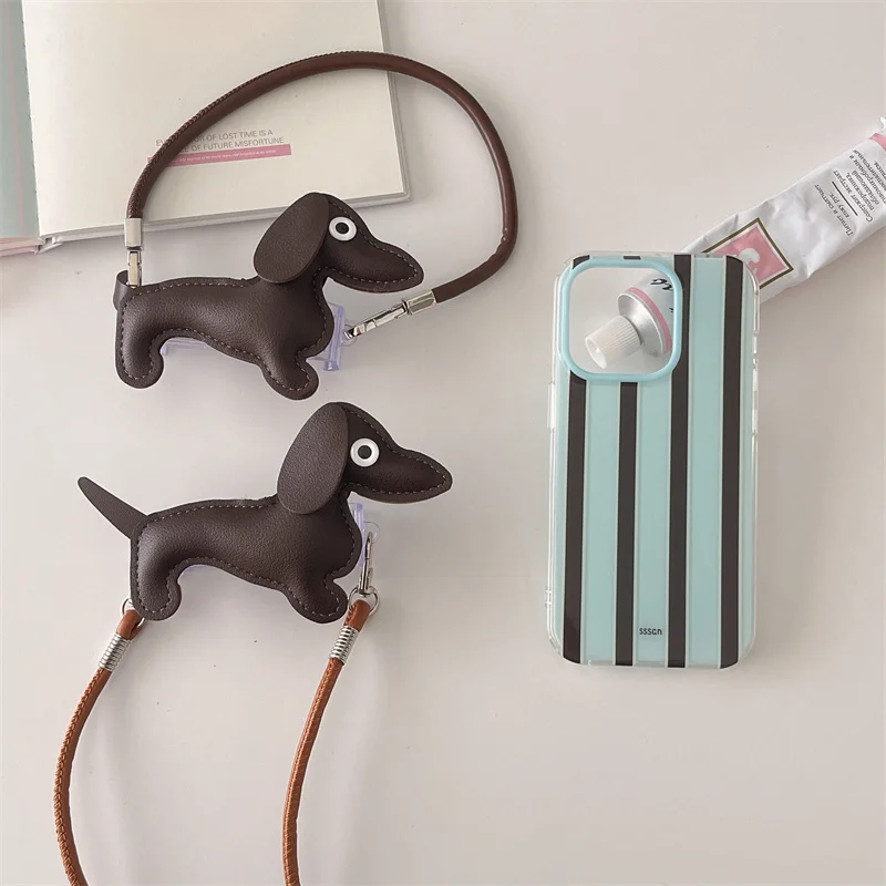 Dachshund Back Clip for iPhone 14 15Pro Max, New Strap Diagonal Silicone 12 13Pro Phone Case Premium Touch Wristband
