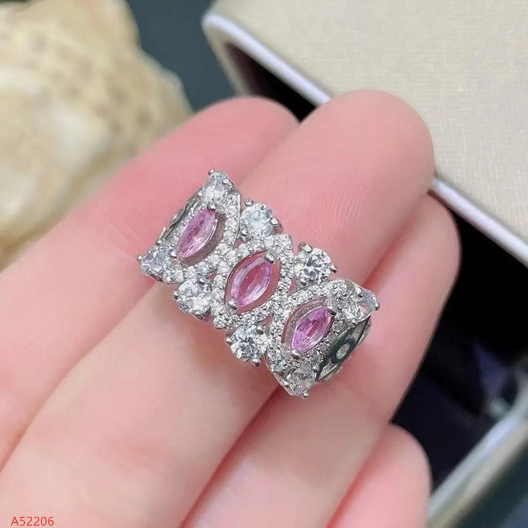 Fine Jewelry 925 Sterling Silver Natural Pink Sapphire Women Faceted Marquise Ring Marry Got Engaged Party Girl Gift Commemorate