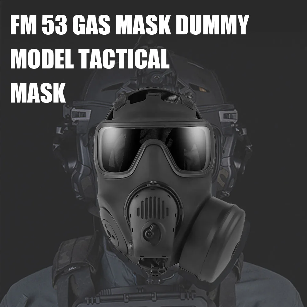 Gas Mask Tactical Costume Props Airsoft FM-53 Protective Full Face Mask W/ Microphone & Fan Cooling for Outdoor Sport CS Game