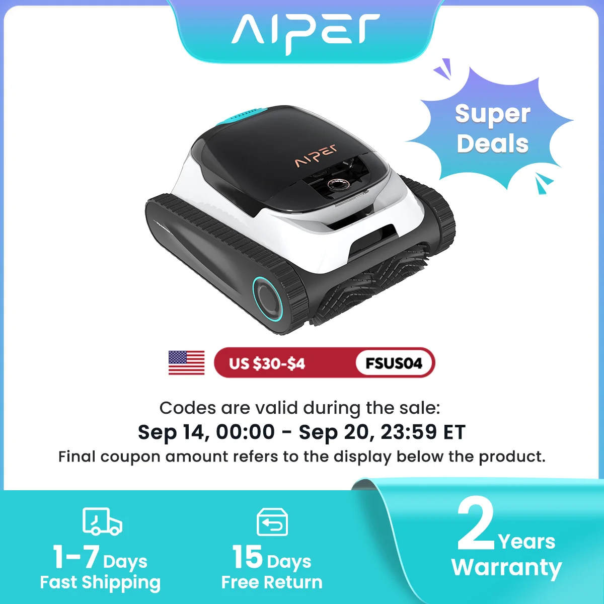 Refurbished Aiper Scuba N1 Pool Cleaner Robot for Inground Pools Wall &Waterline Cleaning Powerful Suction