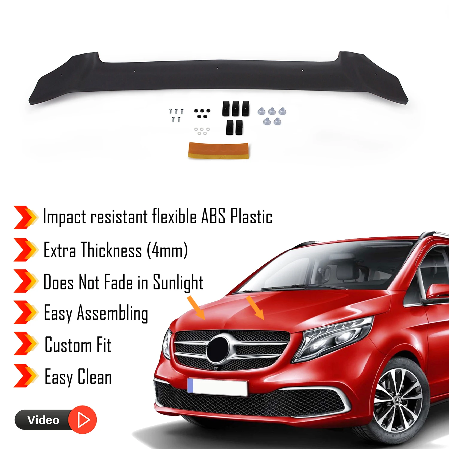 

Hood Deflector Guard for Mercedes Vito (2011-2014) - (W639) Bug Shield Bonnet Protector / 4 mm thickness material