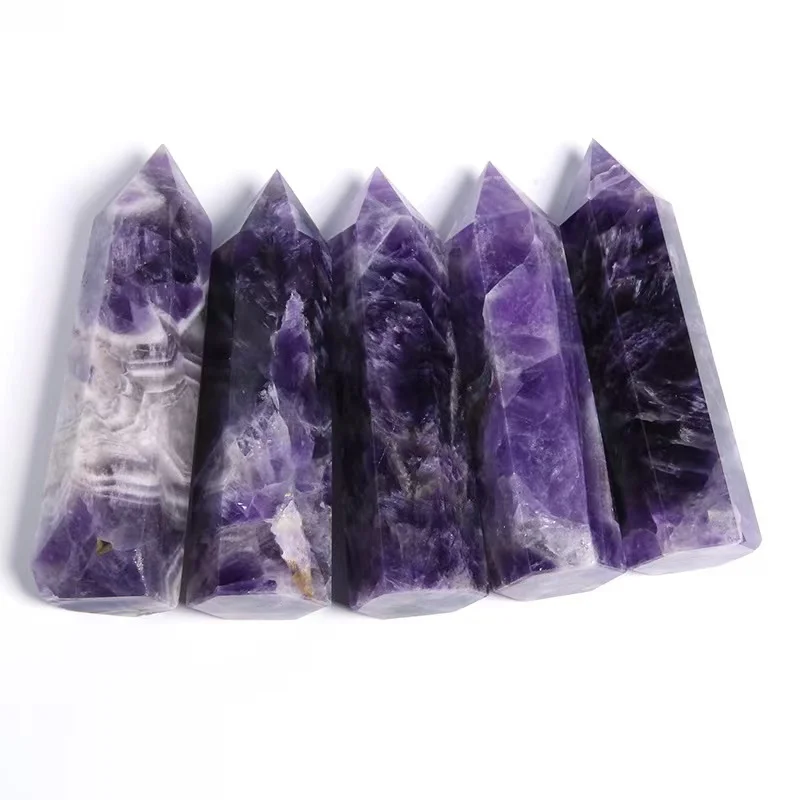 

3pcs natural crystal dream Amethyst wand point tower stones for healing stones