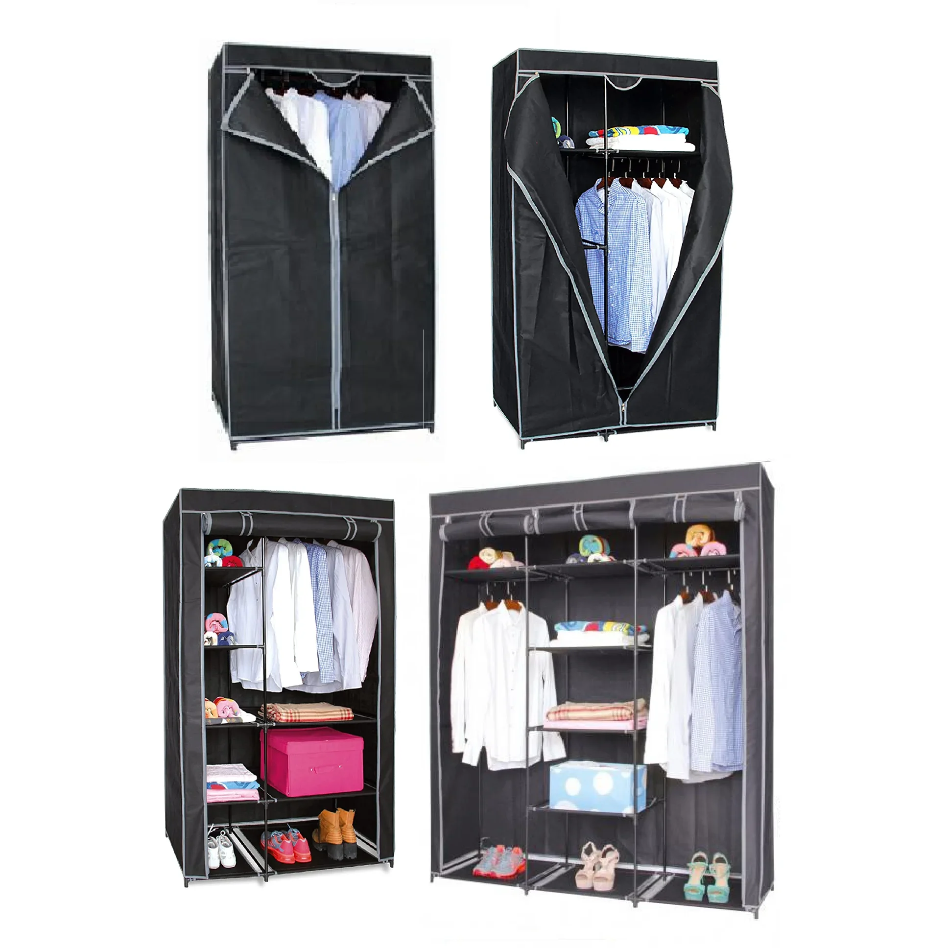 Armario con funda/ropero con funda, tela ropero estante lona ropa guardarropa, armario