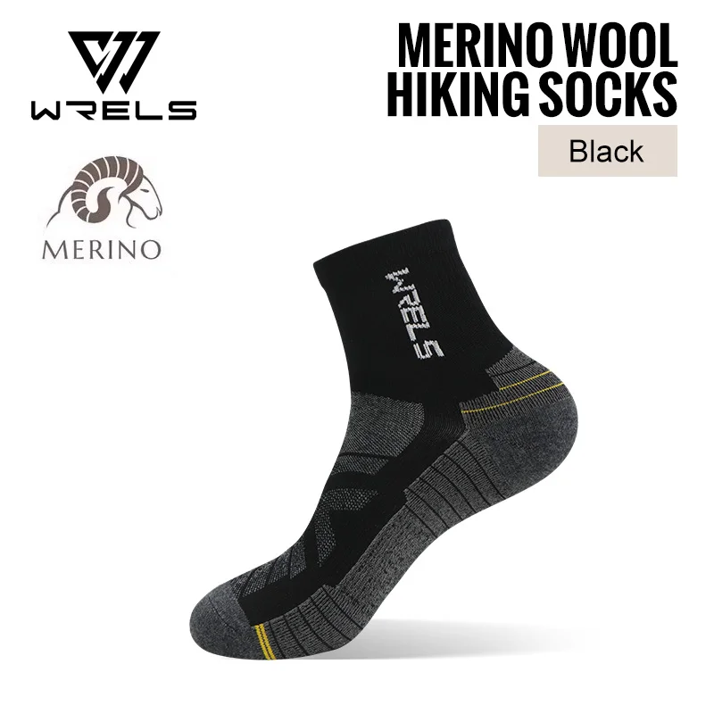 WRELS 1/3 Paar Socken aus Merinowolle, atmungsaktiv, feuchtigkeitsableitend, geruchshemmend, zum Wandern, Laufen, Trekking, Thermo-Sportsocken