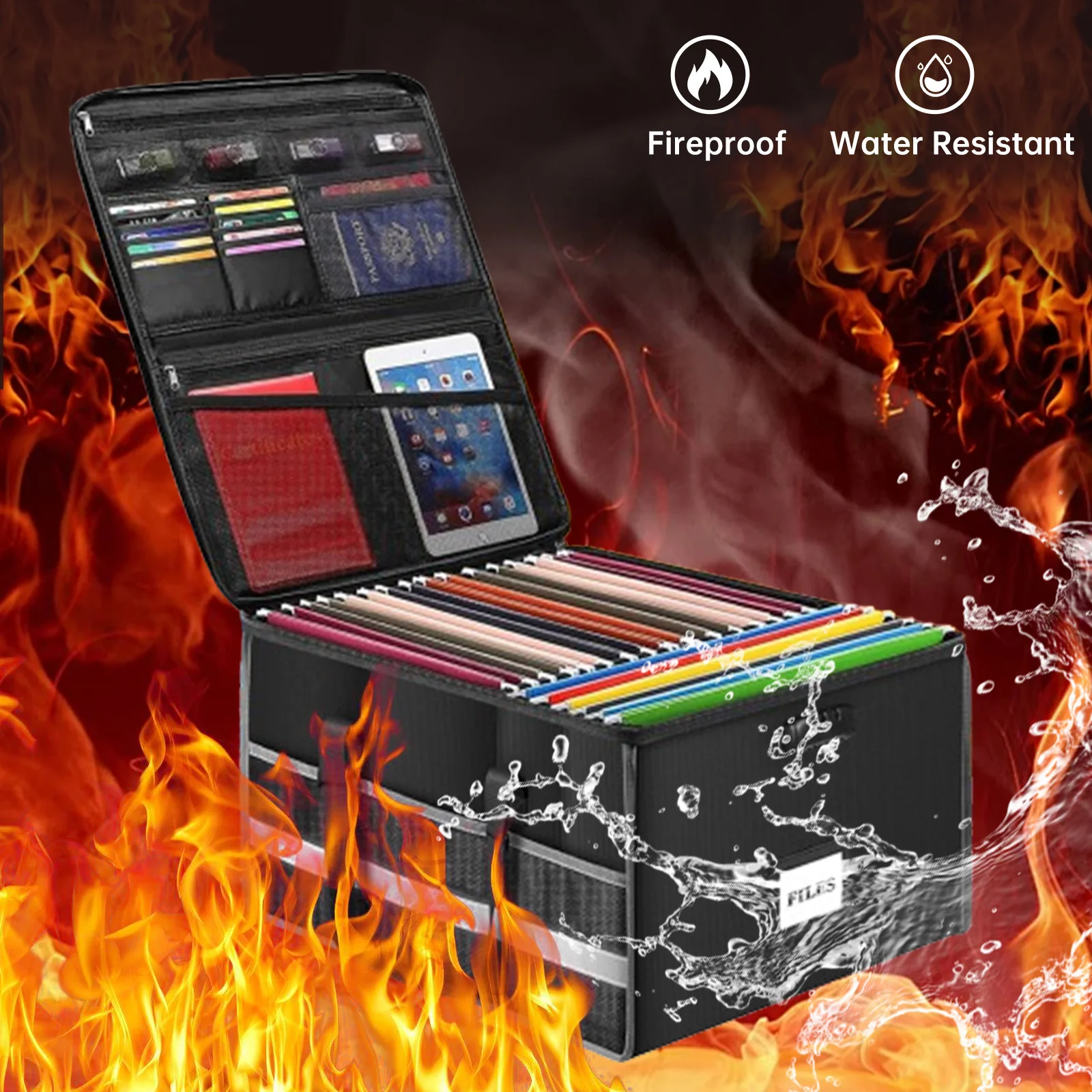 

Wide and Large File Storage Box Fireproof and Waterproof With Combination Lock Multi-Purpose Storage Box