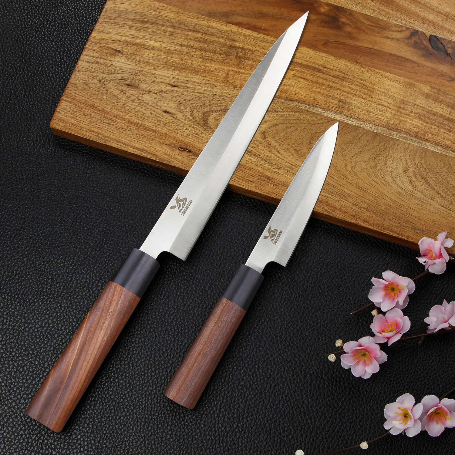 Coltello BIGSUNNY Sashimi Sushi Deba, coltello per affettare tedesco in acciaio inossidabile, Yanagiba / Deba / Utilità, manico in legno di rosa