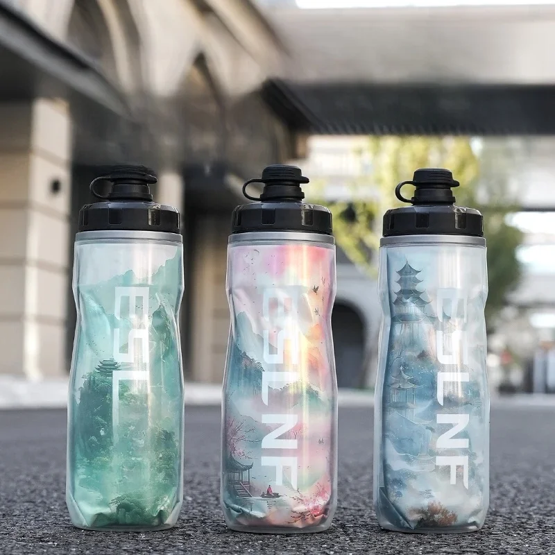 AliExpress ESLNF China Style Bicycle Bottle MTB Road Bike Cold Water Bottle 610ml Large Capacity cycling Kettle Bicycle Accessories