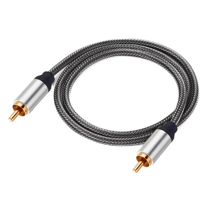 Câble de caisson de basses RCA vers RCA, cordon analogique Coaxial numérique tressé en Nylon pour amplificateurs HDTV Home cinéma systèmes Hi-Fi caisson de basses