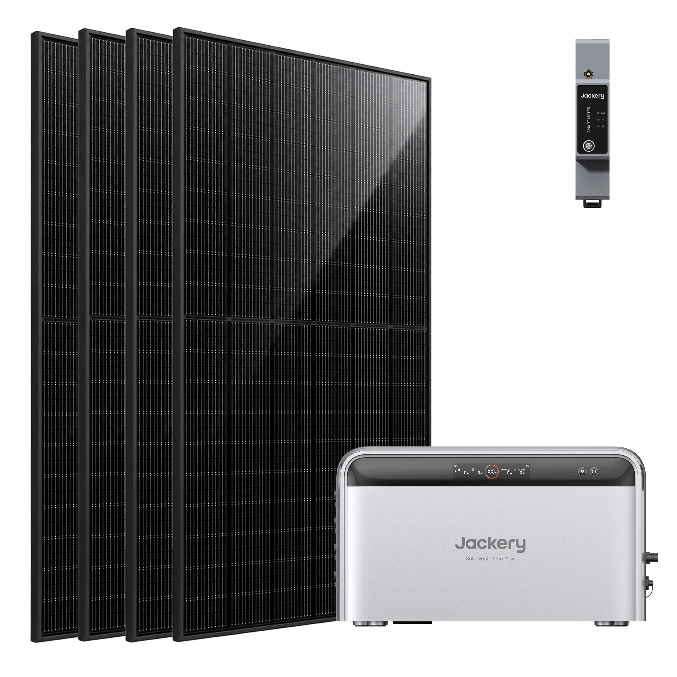 Jackery SolarVault 3 Pro Max Balkonkraftwerk mit Speicher, mit Smart Meter 2500 W, 4 MPPT, 4000 W PV-Eingang, mit 4 x 500 W Solarmodulen, erweiterbar bis 15 kWh