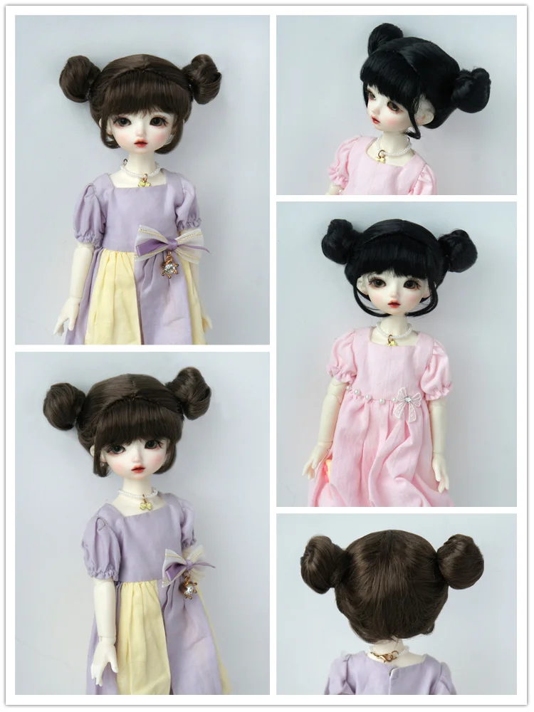 

JD742 1/6 Cute Twin Buns BJD Synthetic Mohair Doll Wigs For Head Circumference 16-18cm Size 6-7 inch YOSD Hair Hot Accessories