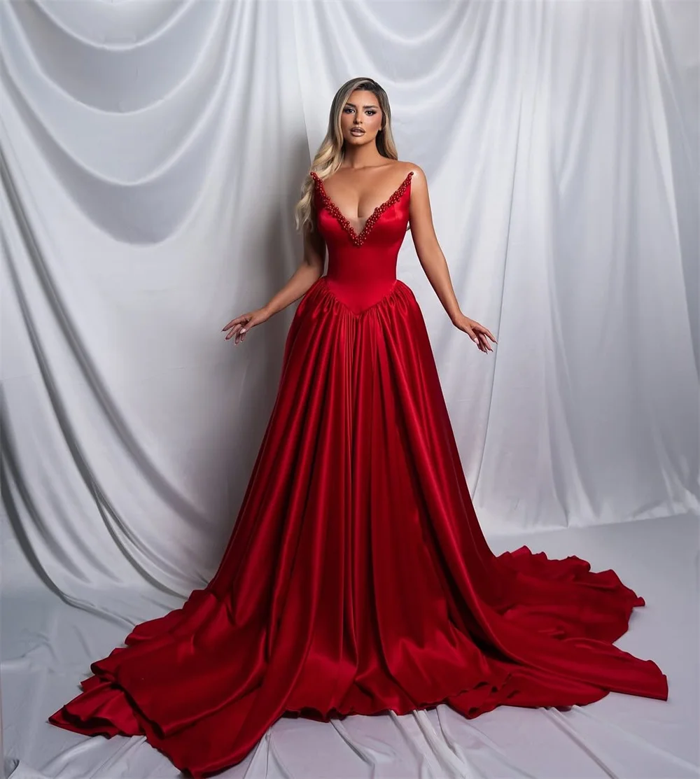 Contessa dubai personalizado luxo a linha vestido de baile com trem elegante vestidos de noche decote pérola vestido de noite formal 2025