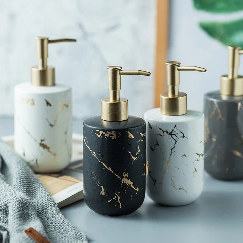 Ceramic Liquid Soap Dispenser Shampoo For Hotel Bathroom Accessories Black White Liquid Soap Organize