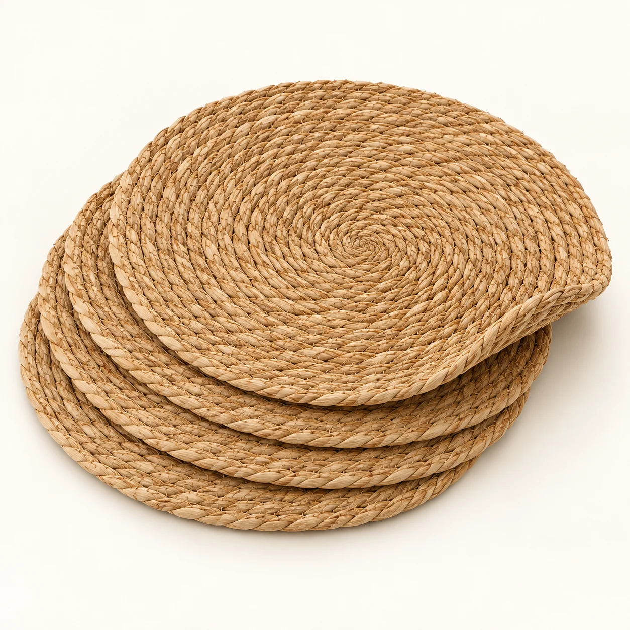 Natural Grass Woven Round Placemat 4Pcs Set 15cm 25cm Braided Table Mat Coiled Weave for Dining Kitchen Home Decor Brown