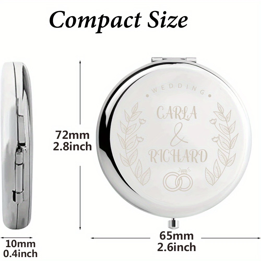 Personalized Compact Folding Makeup Mirror, Thoughtful Gift for Bridesmaids, Friends, for Wedding/Anniversaries/Birthdays