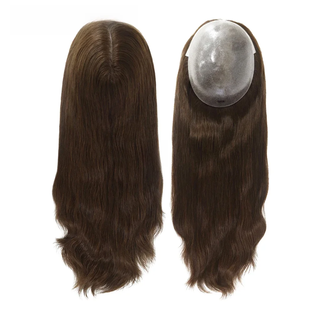TP22- 18" dunne huid toupet voor vrouwen 7x9" polyskin Braziliaans haar menselijk haar toppers - afbeelding 2