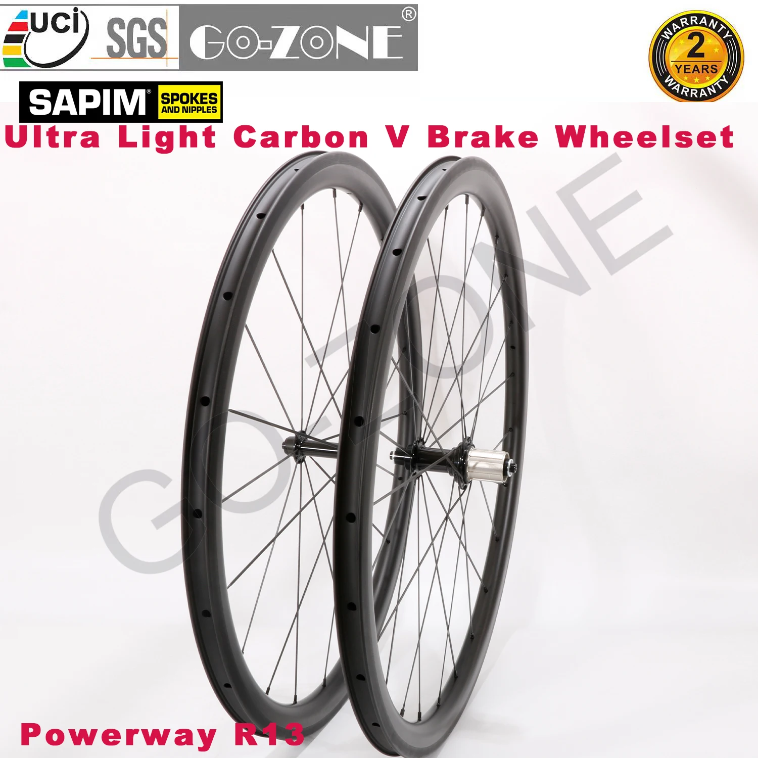 

Ultra Light Carbon 700c Wheelset Rim Brake High TG 255°C Powerway R13 Hub Clincher Tubeless 20/24H Sapim Road Rim Brake Wheels