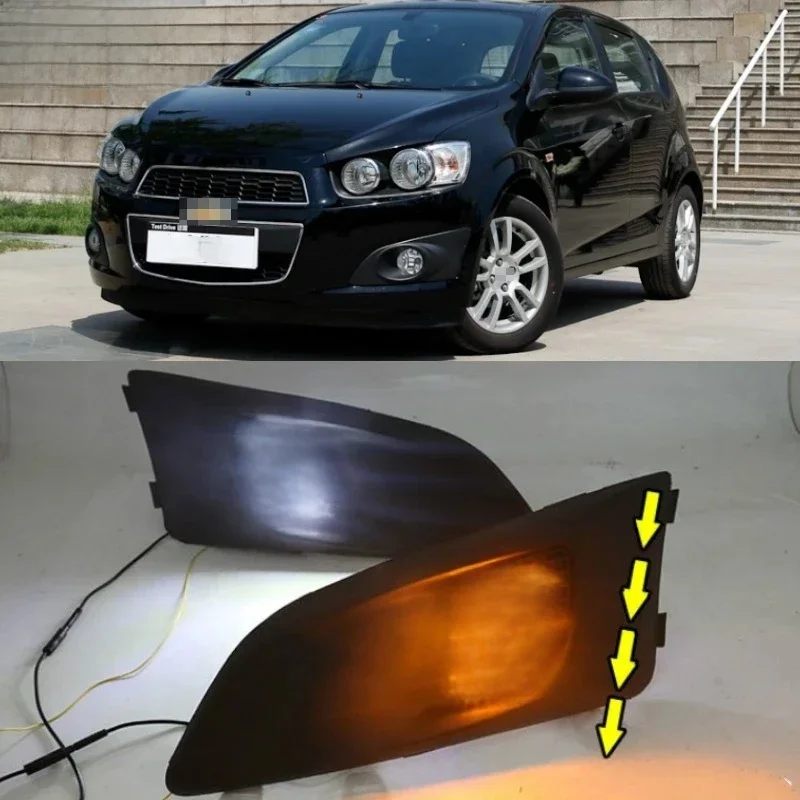 1 zestaw do Chevrolet Chevy AVEO Sonic 2011 2012 2013 Samochodowe światło LED DRL Światło do jazdy dziennej Światło dzienne z kierunkowskazem — zdjęcie 2