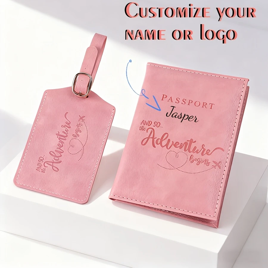 

A Set of Two Items [Passport Holder + Luggage Tag], Featuring a Lightweight And Foldable Open Design, Perfect for Weddings