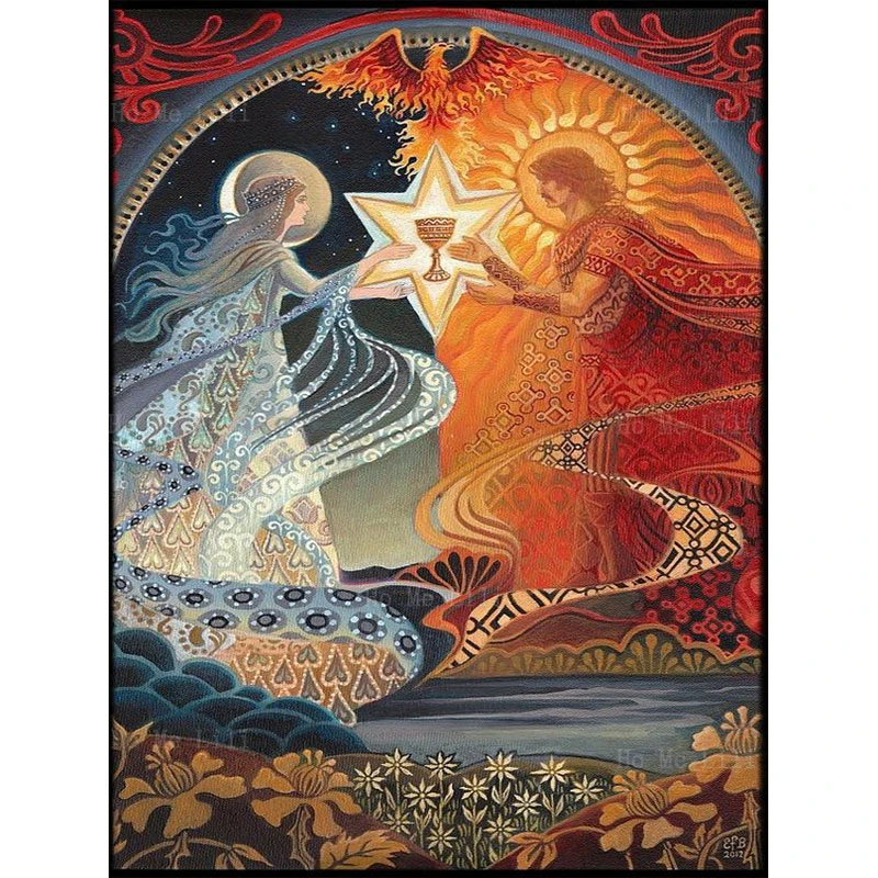 Alchemical Wedding Sacred Masculine And Feminine Male-female Balance Psychedelic Canvas Wall Art By Ho Me Lili Home Decor