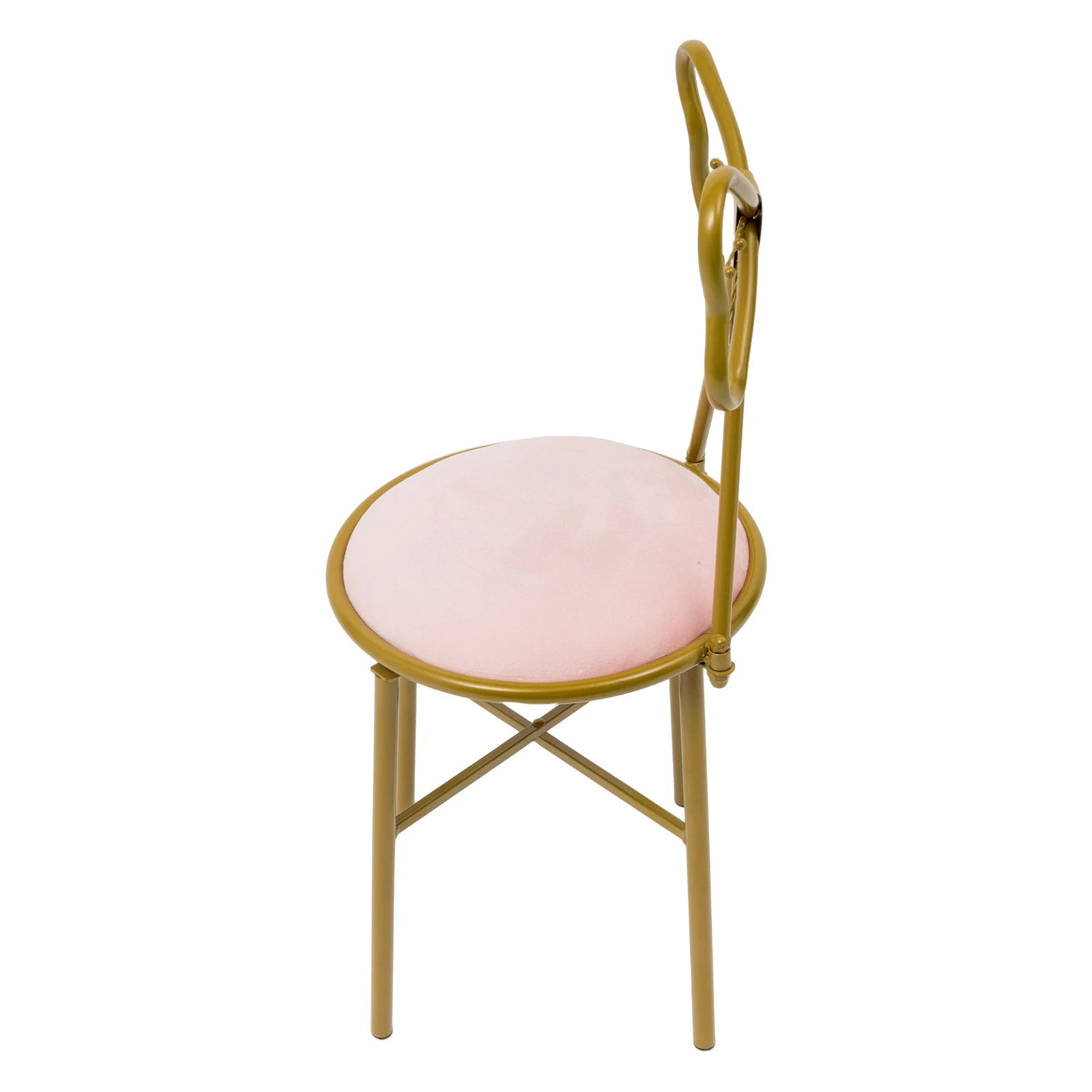 Modern Simple Metal Dressing Table Makeup Chair With Stool Velvet Pink Butterfly-Shaped Vanity Chair Backrest for Restaurants