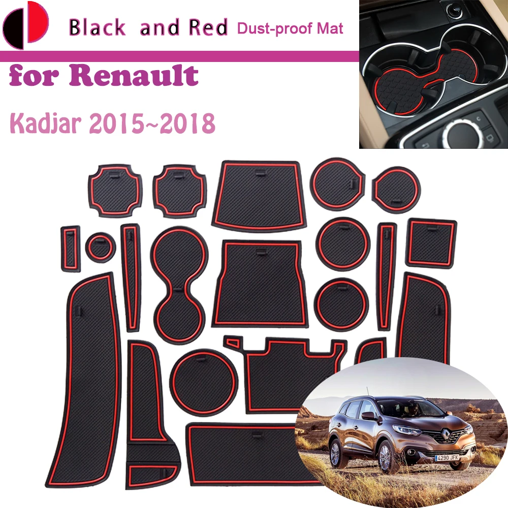 

Rubber Door Groove Mat for Renault Kadjar 2015~2018 2016 Cushion Gate Storage Slot Coaster Dust-proof Car Interior Sticker Pad