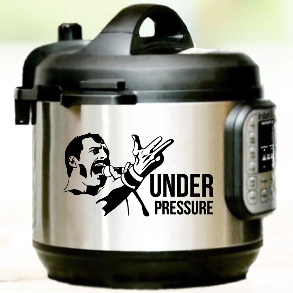 Kitchen Pot Stickers Under Pressure Decals Freddie Mercury Pressure Cooker Vinyl Sticker Rice Cooker Waterproof Removable Decal