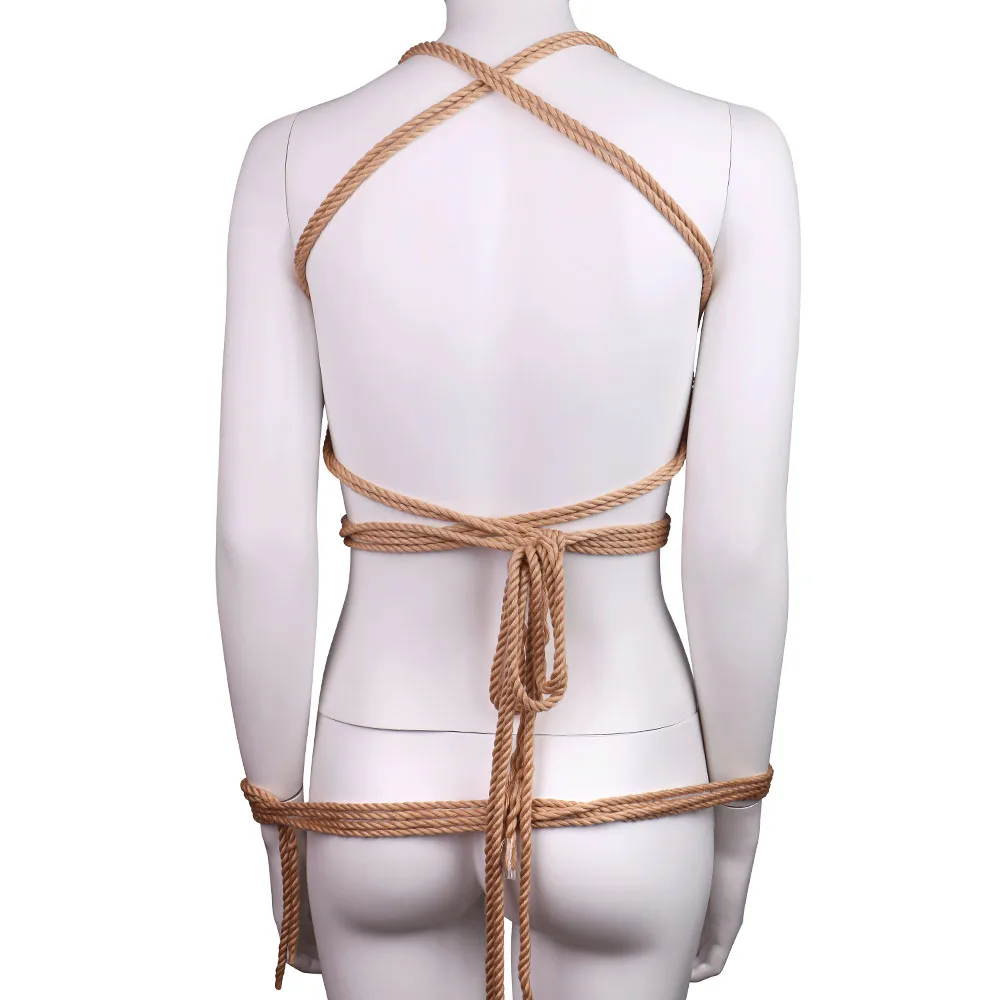 DIY Multi-Tie Japanese Shibari Cotton Rope Breast Restraint Harness Metal Ring Cage Bra Erotic Lingerie Accessories Sex Toy Kit - view 5