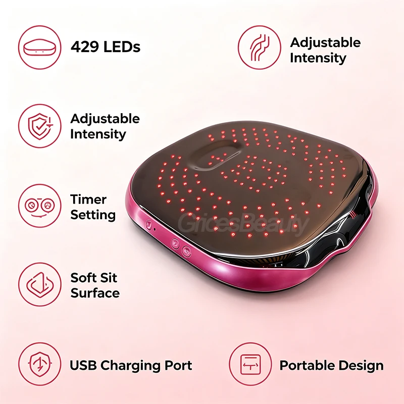 429 LEDs Infrared Light Therapy Sitz Pad Water Free Phototherapy Seat Cushion Promote Blood Circulation Postpartum Pelvic Care