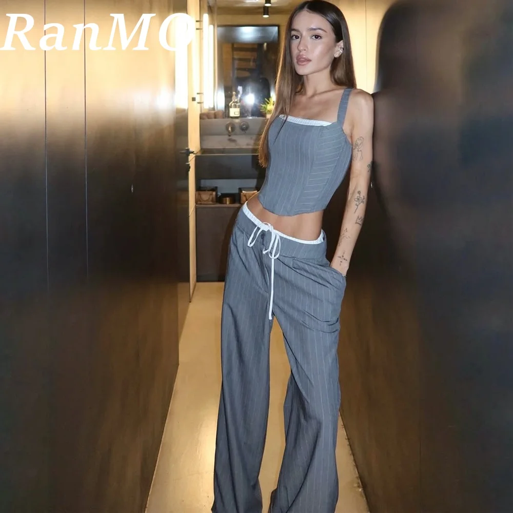 Ranmo 2025 New Square Collar Grey pants two-piece set Prom Dress suit Graduation Dress Evening Gown احدث فساتين سهر