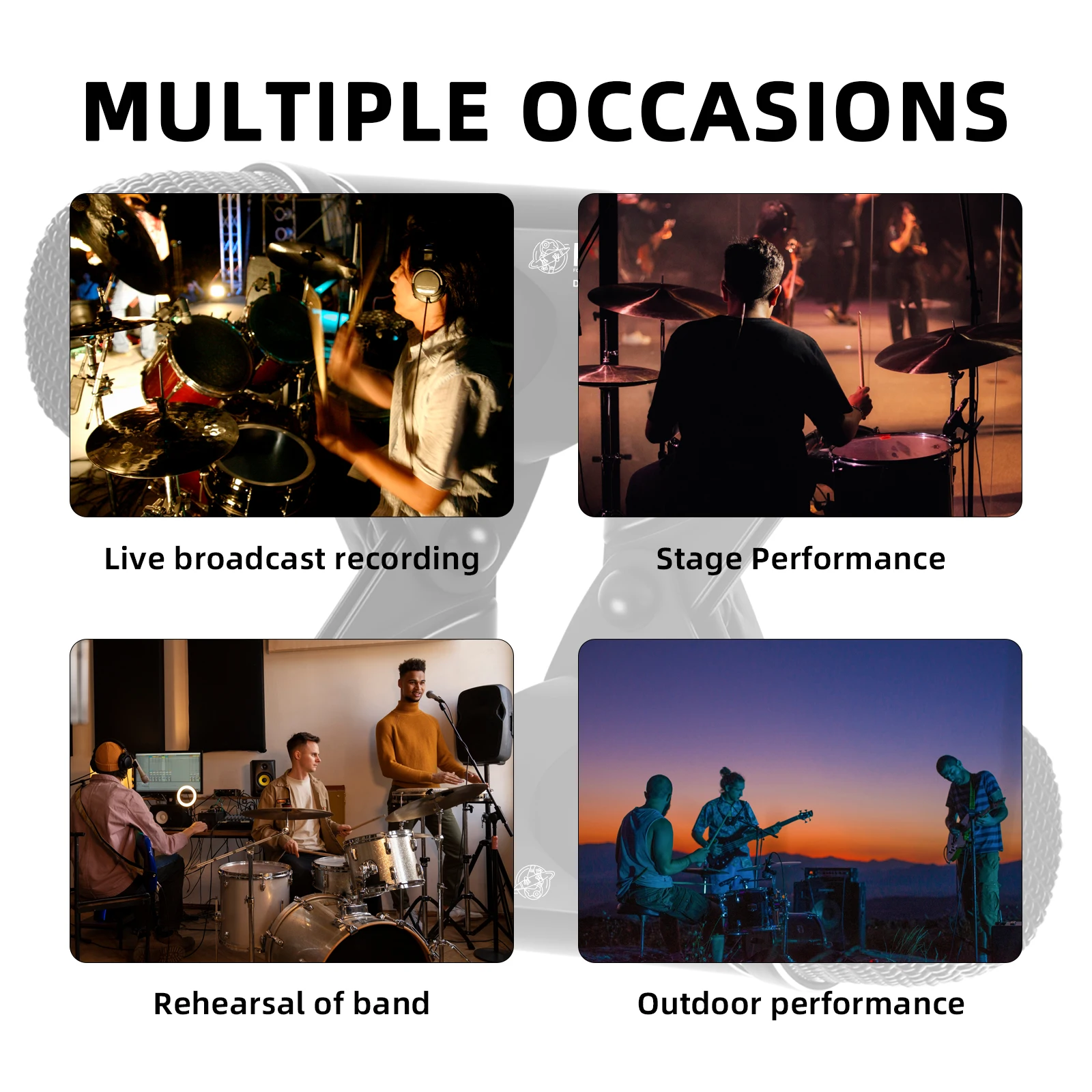 مجموعة ميكروفونات الطبل DG7 سلسلة توم كمين احترافية سلكية قلبية مع مشبك ذراع جودة عالية