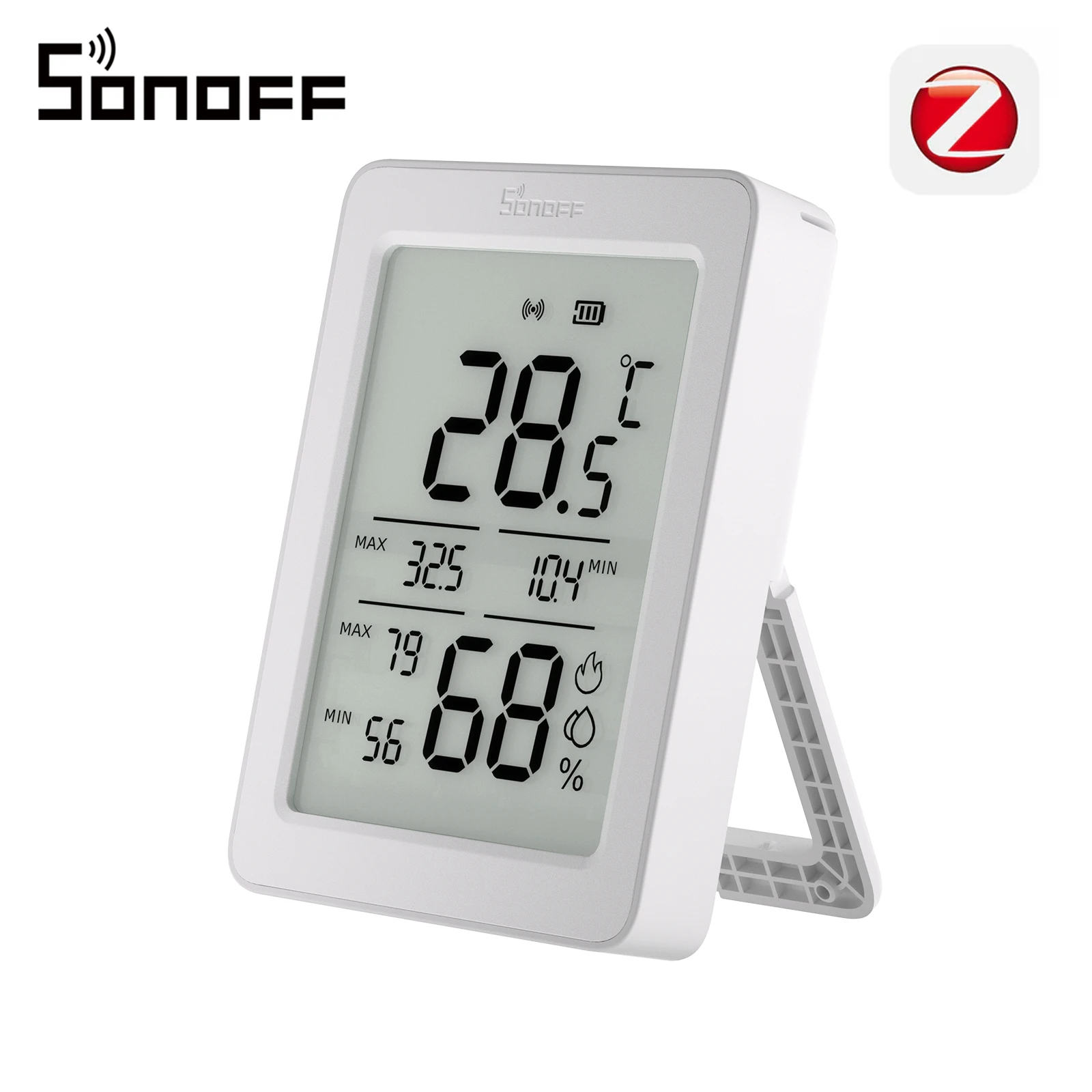 SONOFF SNZB-02DR2 Zigbee Temperatur- & Feuchtigkeitssensor mit 3,6" LCD Display – App Überwachung, 24h Höchst- & Tiefstwerte
