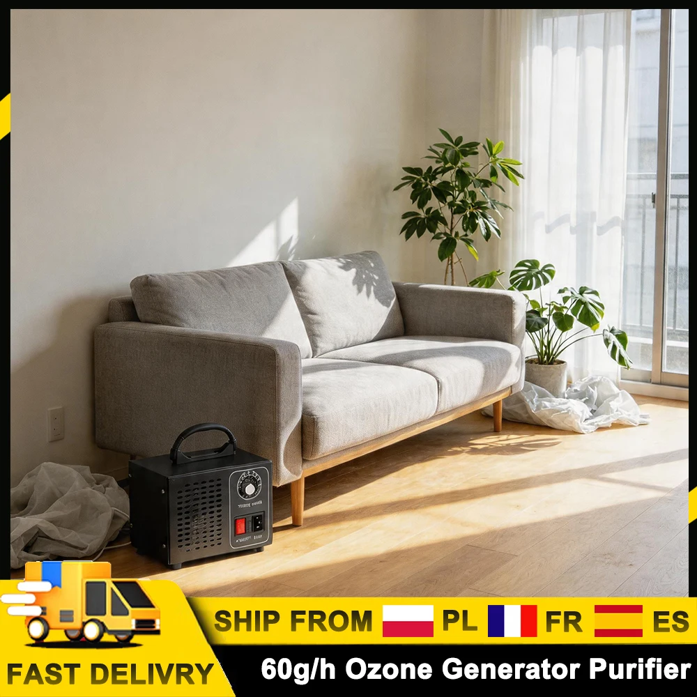 Generador de Ozono de 60 g/h, Purificador de Aire, Eliminador de Formaldehído, Desinfección y Esterilización con Ozono para Cocina, Baño, Auto, Oficina