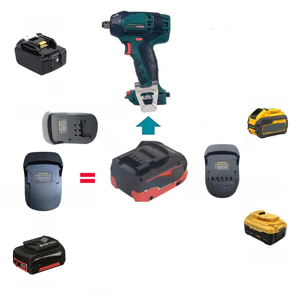 Convertisseur adaptateur pour Makita, DeWalt, Bosch, Milwaukee, Eddie ion, batterie à Metabo Tool, MT18MTB DM18MTB BS18MTB