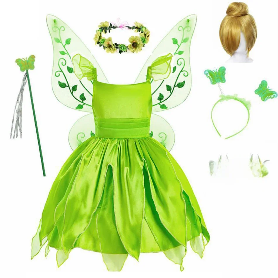 Dziewczęca wróżka kwiatowa element ubioru dziecięca sukienka księżniczki ze skrzydłami Halloween kostium księżniczki elfy Party Tinkerbell Tinker Bell Dress — 2