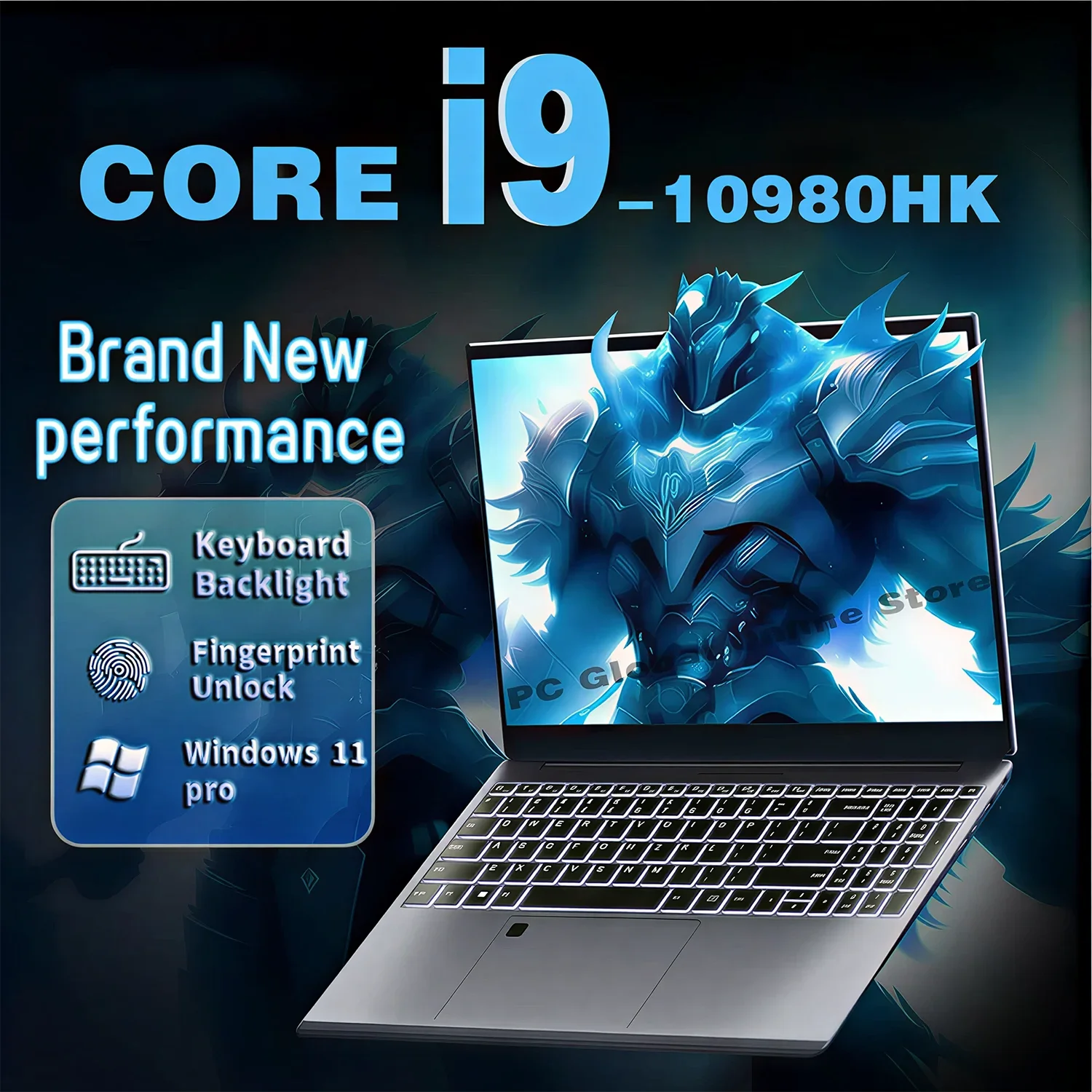 Computadora portátil de 15.6 pulgadas con Windows 11, Intel Core i9-10980HK, PC Gamer, 16 GB de RAM, desbloqueo por huella dactilar, teclado retroiluminado, computadora para estudio.