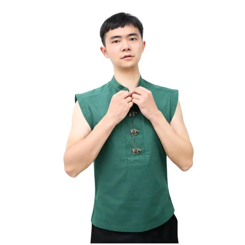 Neue Design Pirate Renaissance Hemd Männer Leinen Ärmellose Weste mit Retro Taste Grün Braun Viking Männer Kleid Ritter