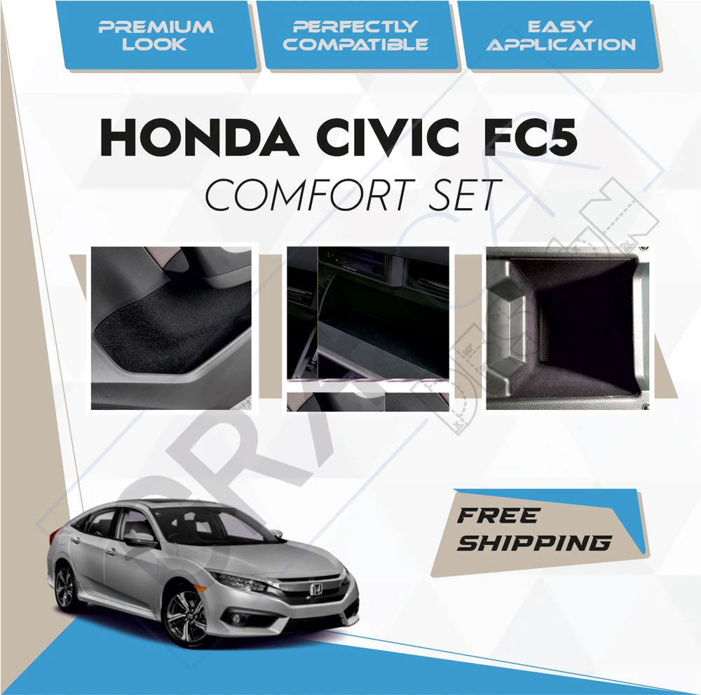 Honda Civic FC5 Comfort Set-Ready Fabric Coating In-Car Accessory Self-Adhesive Insulation Effective Coating Set