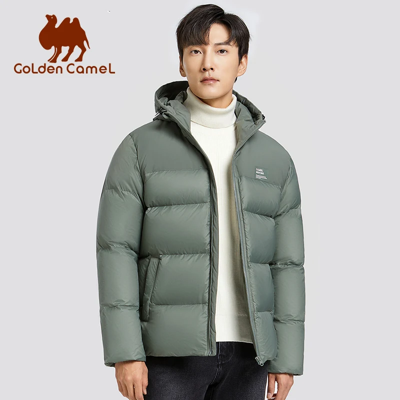 GOLDEN CAMEL Down Jacket Waterproof Men\'s Jackets 2024 White Duck Down Thickened Hooded Cold-proof Warm Men Winter Coats Camping