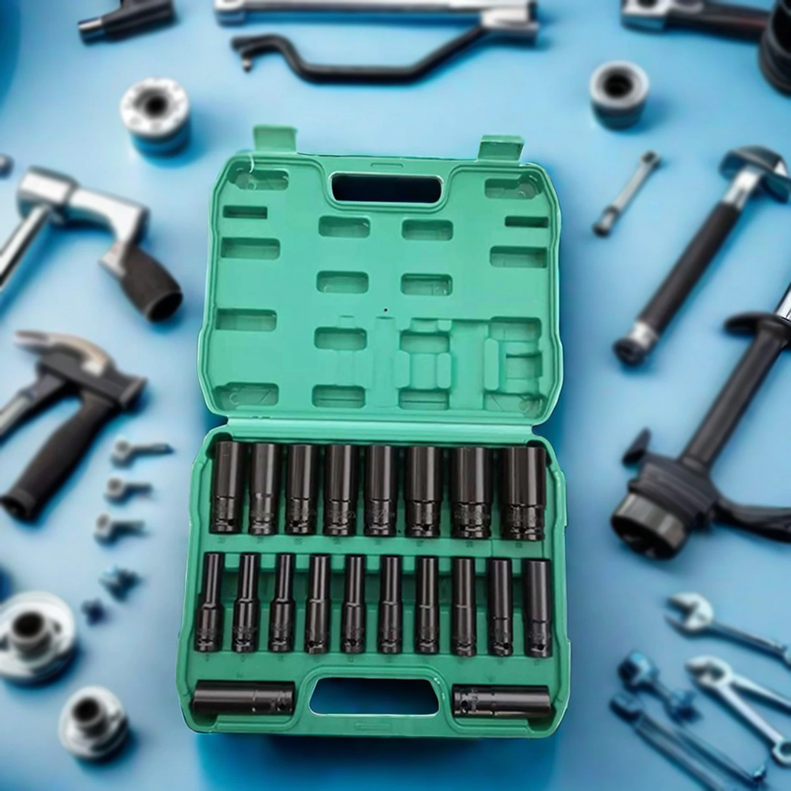 

20pcs 8-32mm Electric Wrench Socket Head Extension Complete Set Of Air Cannon Socket, Portable Hexagonal Screwdriver Socket Set