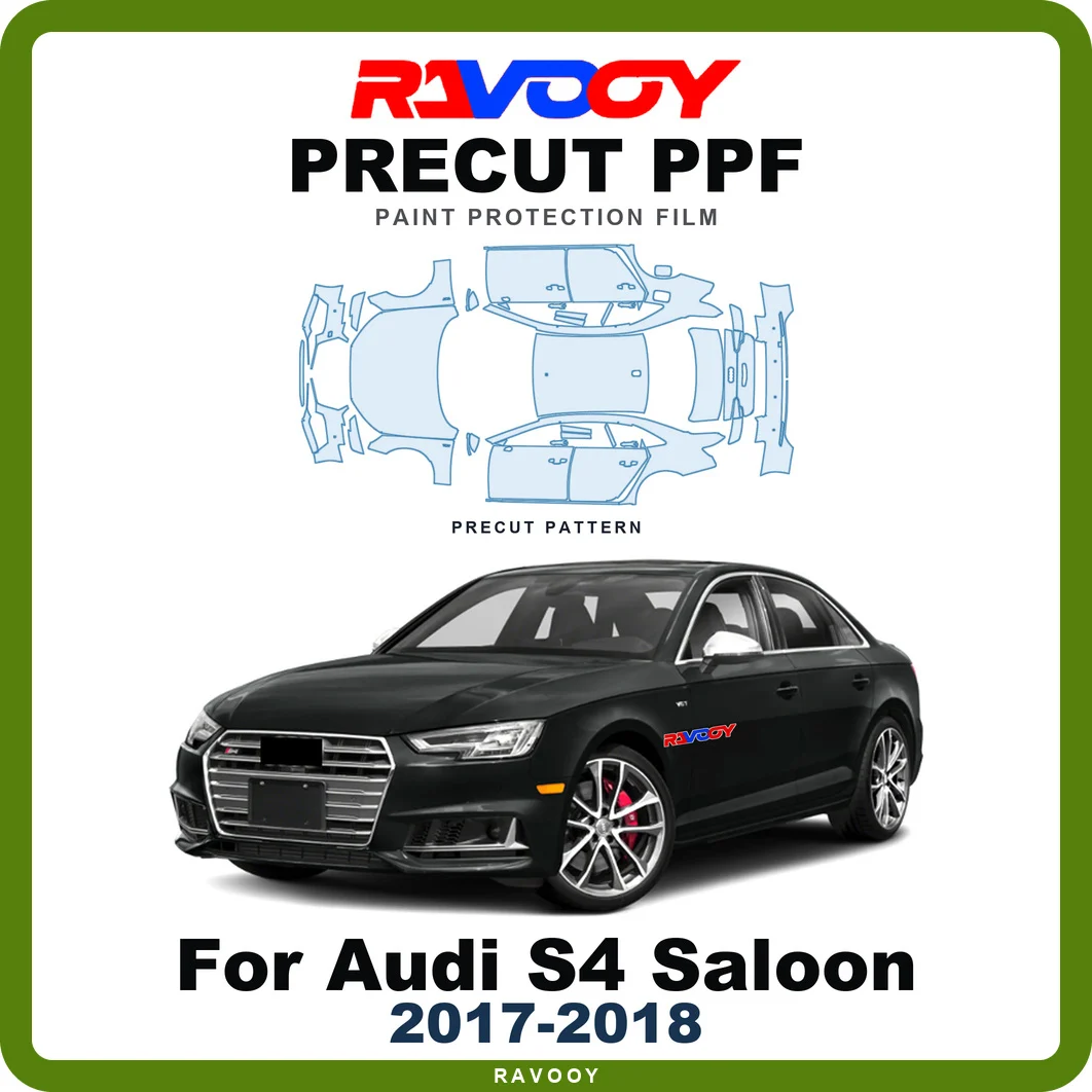 Precut PPF For Audi S4 Saloon 2017-2018 8.5mil TPU Paint Protection Film Hood Bonnet Bumper Headlight Self-Healing Clear Kit