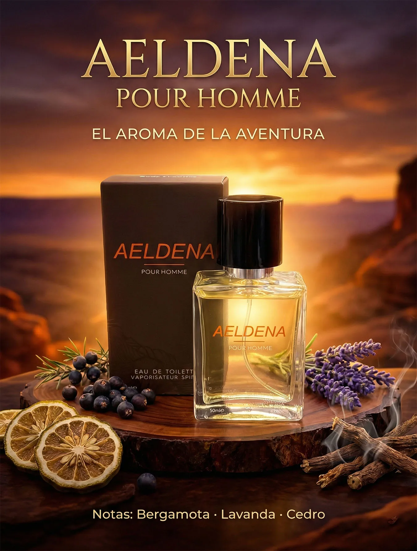AELDENA POUR HOMME perfume hombre 30 ml eau de toilette spray fragancia especiada y amaderada con bergamota manzana lavanda cedro y pachulí aroma masculino versátil para día y noche