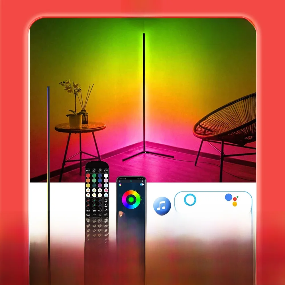 Wohnzimmer Dimmbare RGB Ecke Stehlampe 140 cm Stehen Smart APP LED Stimmung Licht für Schlafzimmer