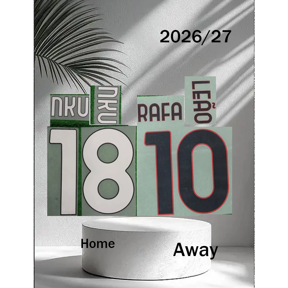 2026/27 M1lan football namesets NKUN18KU Custom Name Number RAFA10LEAO Thermal Patches Washable For Sport Clothing Decorat