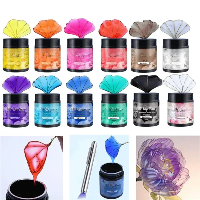 100Ml Uv Dip Hars Lijm Voor Draad Bloemen Kleurrijke Vloeibare Hoogglans Ultraviolet Uitharding Kristal Uv Lijm Sieraden Maken - afbeelding 2